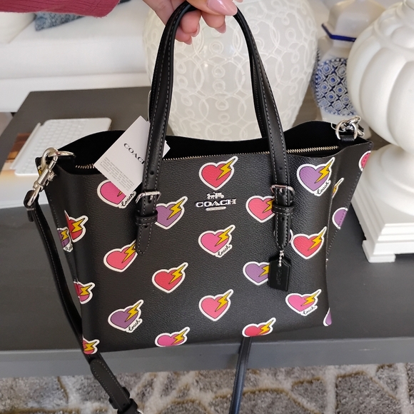 Coach Mollie Tote Bag 25 With Heart Bolt Print ❤️‍🔥 - Picture 5 of 6